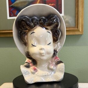 Vintage Royal Copley Ceramic Lady Head Vase Figurine